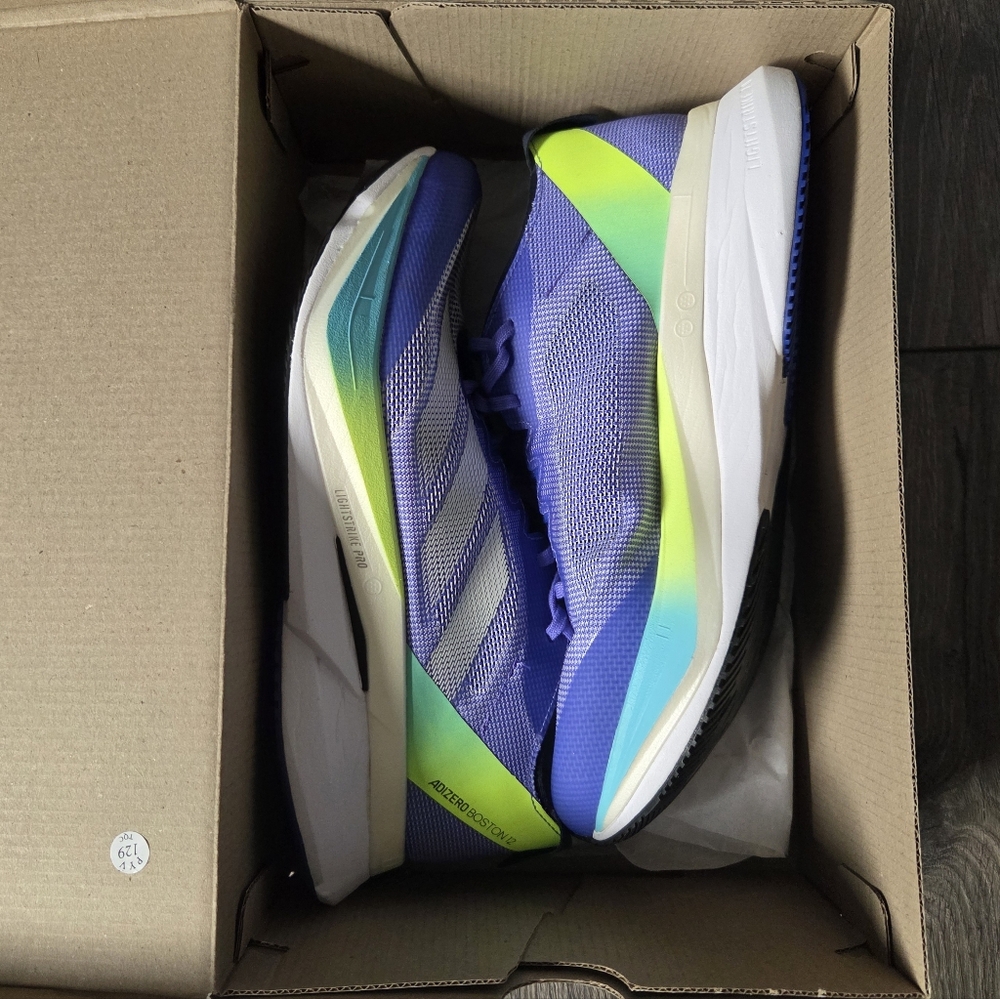 ADIDAS Adizero Boston 12 Running Shoes M 7.5 / W 9 Blue 4 Miles $160 - Picture 2 of 11
